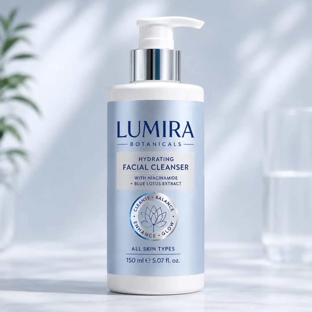 Luxury Skincare Cleanser - Label Logam BOPP Foil Biru/Perak Mewah