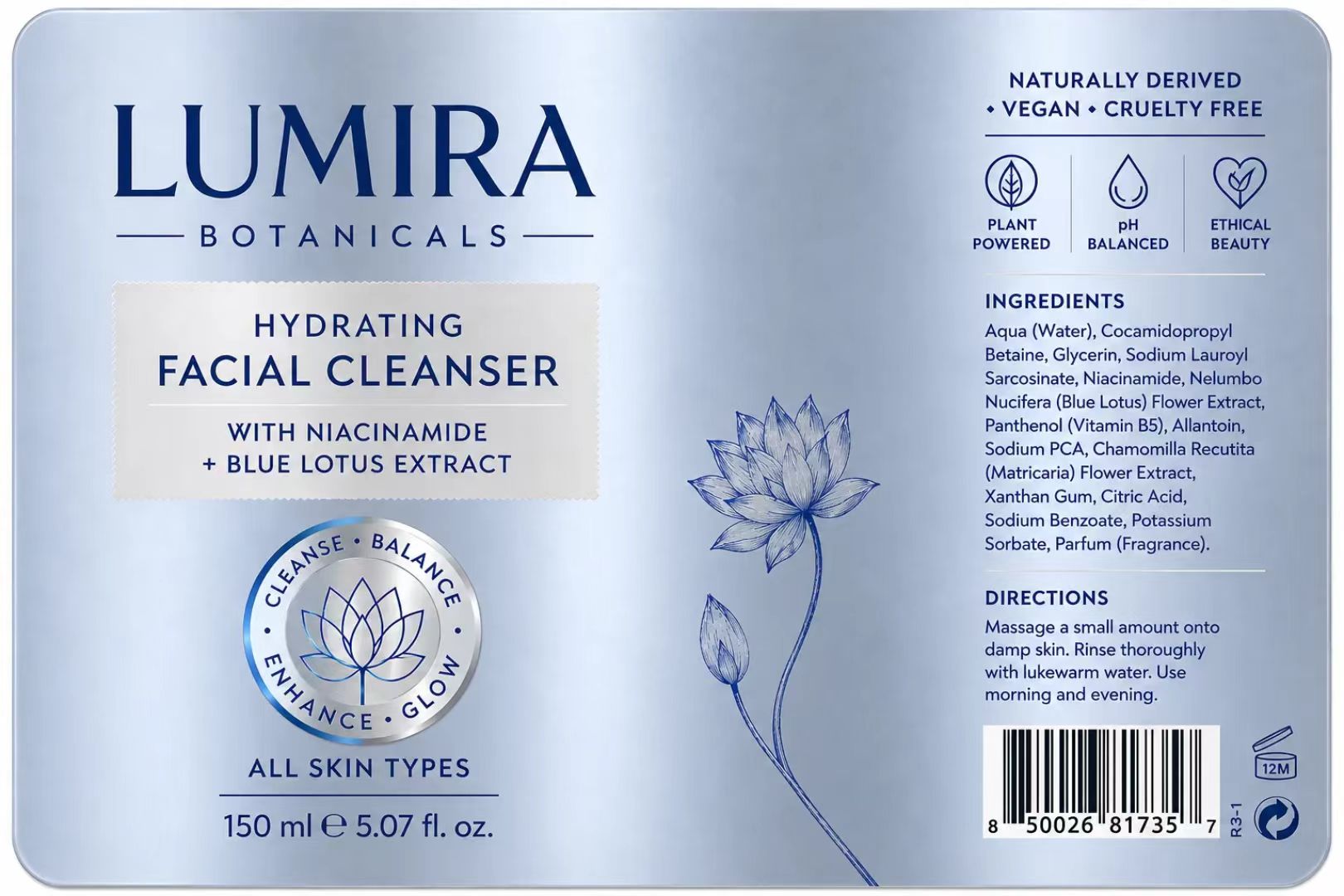Label Logam BOPP Foil Biru/Per - Luxury Skincare Cleanser ulasan dan harga